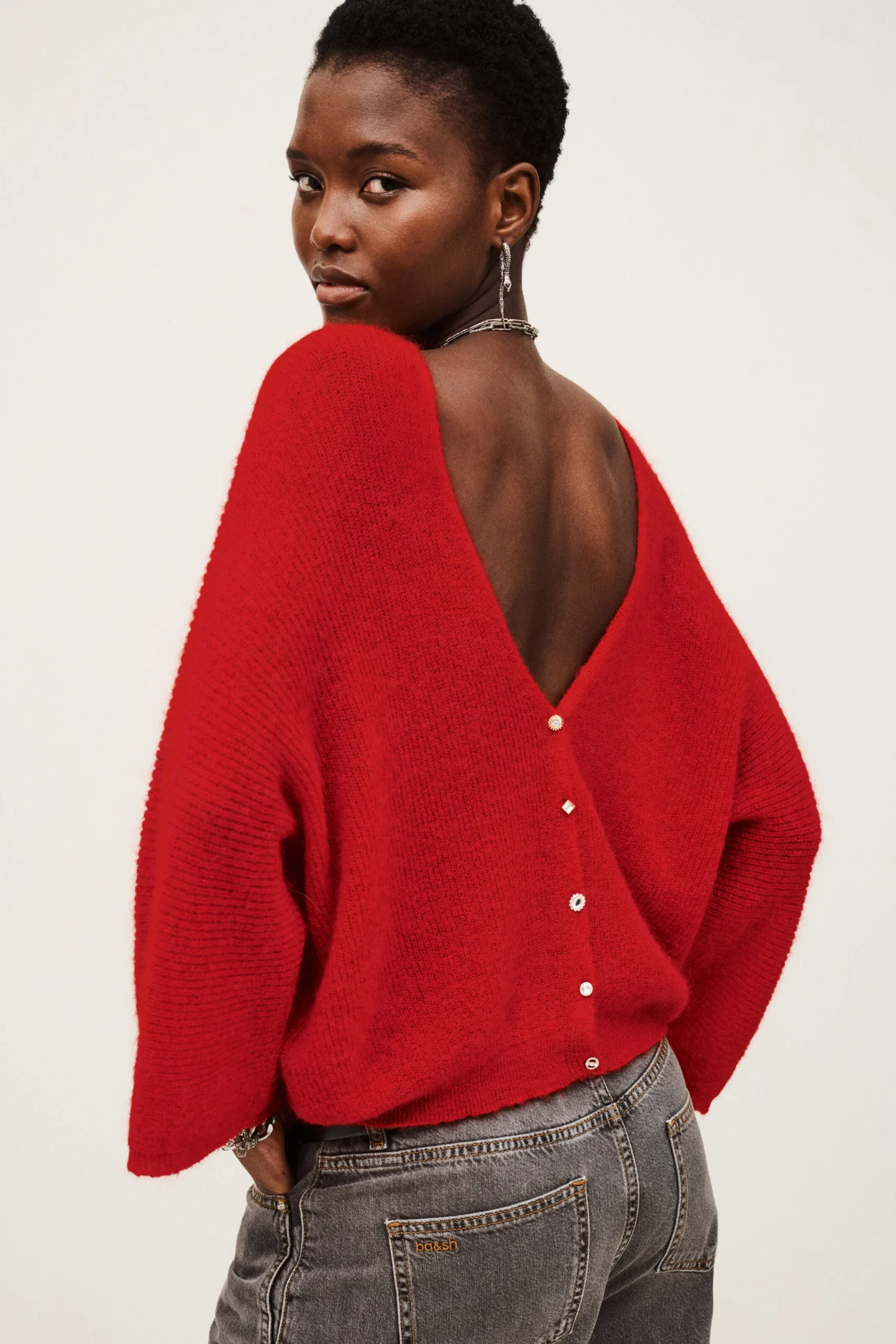 Ba&Sh ISAAC suéter reversible ROJO Hot
