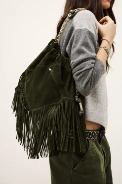 Ba&Sh JUNE bolso de ante con flecos VERDE Online