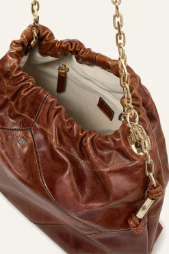 Ba&Sh JUNE bolso de mano de cuero MARRON Discount