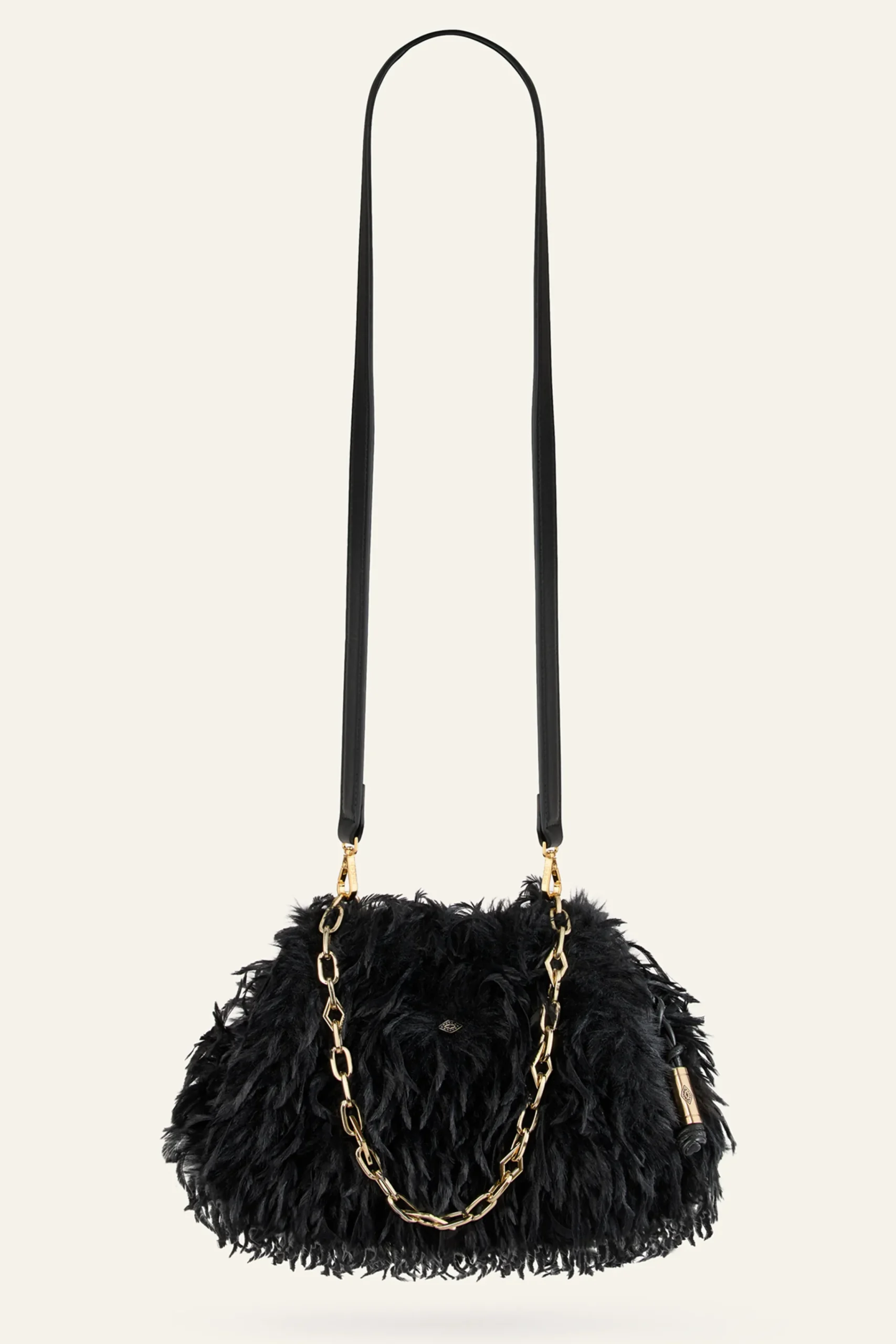Ba&Sh JUNE bolso de mano de plumas NEGRO