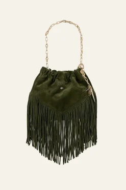 Ba&Sh JUNE bolso mini de ante VERDE