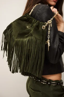 Ba&Sh JUNE bolso mini de ante VERDE