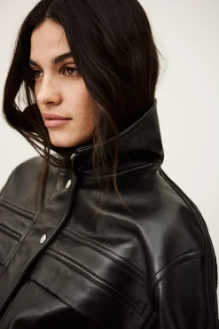 Ba&Sh KASSIA chaqueta de cuero oversize NEGRO Sale