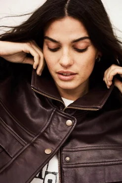 Ba&Sh KASSIA chaqueta de cuero oversize ROJO Online