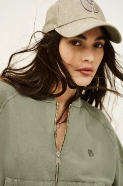 Ba&Sh KIRA sudadera de algodón con cremallera VERDE Sale