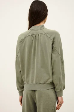 Ba&Sh KIRA sudadera de algodón con cremallera VERDE Sale