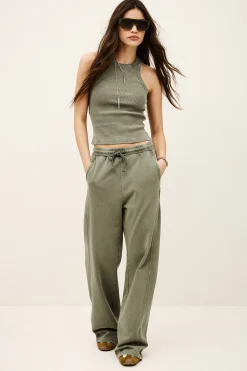 Ba&Sh KOKO pantalón ancho de algodón € 135 VERDE Outlet