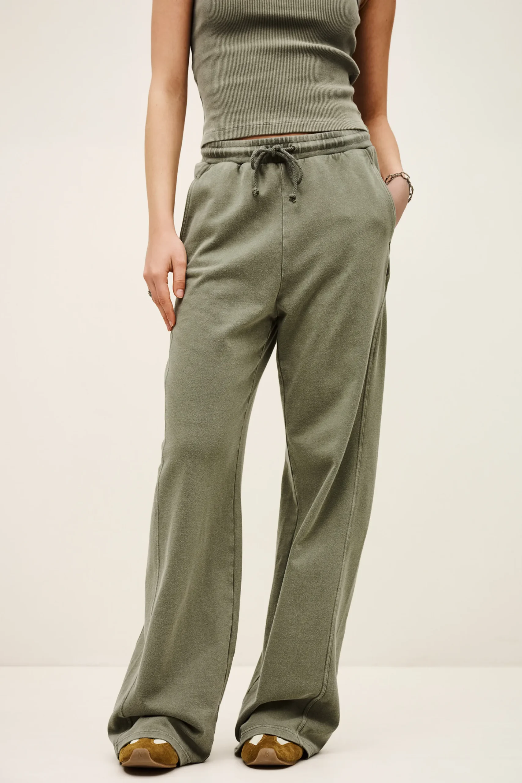 Ba&Sh KOKO pantalón ancho de algodón € 135 VERDE Outlet
