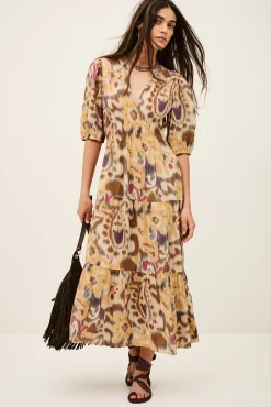 Ba&Sh MADELIA vestido midi estampado AMARILLO Discount
