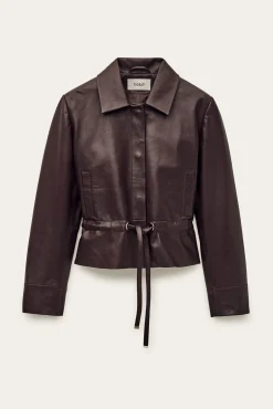 Ba&Sh MANITA chaqueta corta de cuero PÚRPURA New
