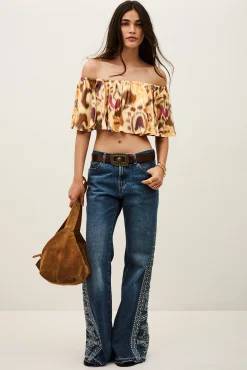 Ba&Sh MANTHEA top bustier con volantes AMARILLO Hot