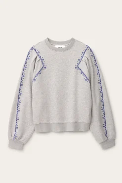 Ba&Sh MESTA sudadera bordada GRIS New