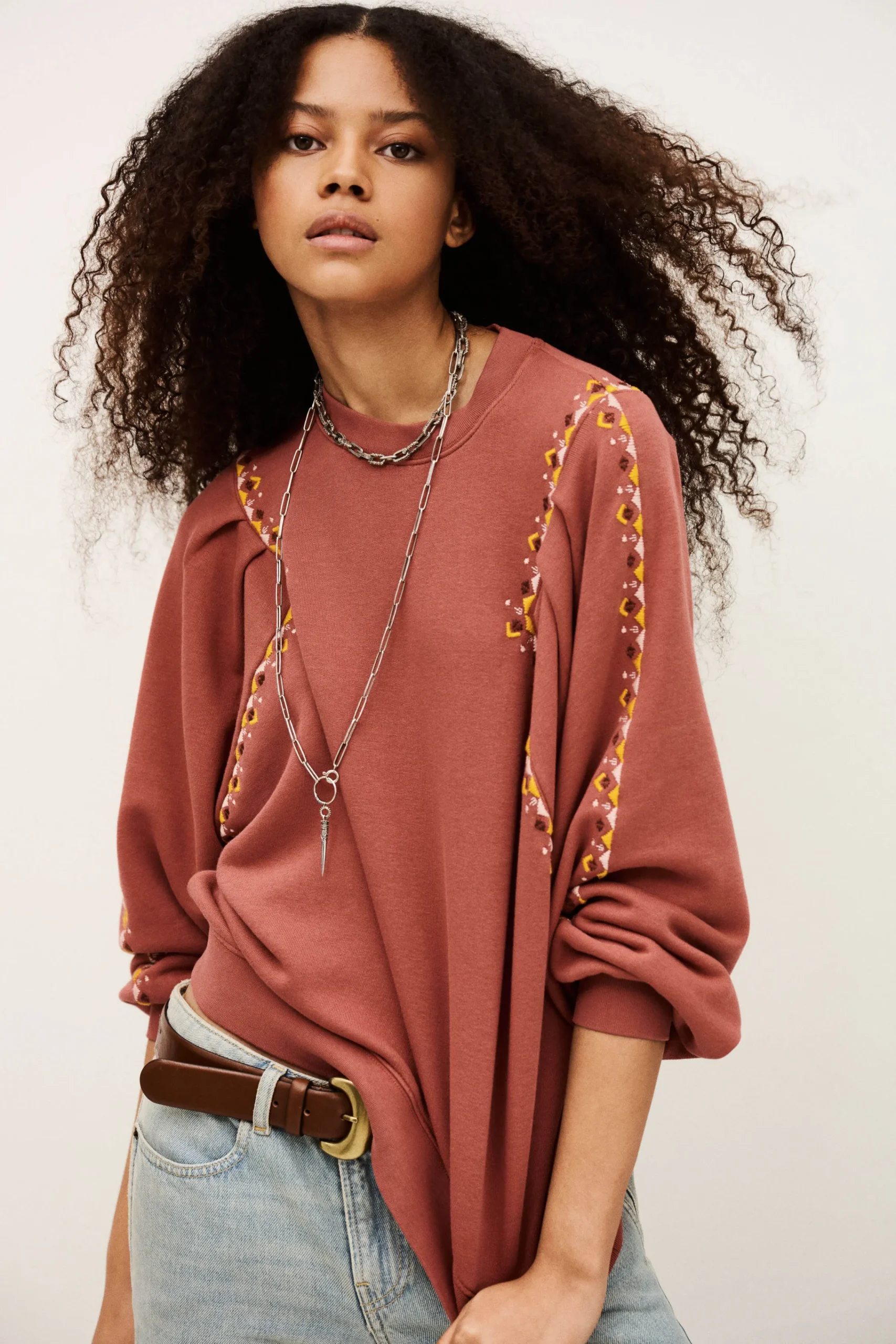 Ba&Sh MESTA sudadera bordada PINK Hot