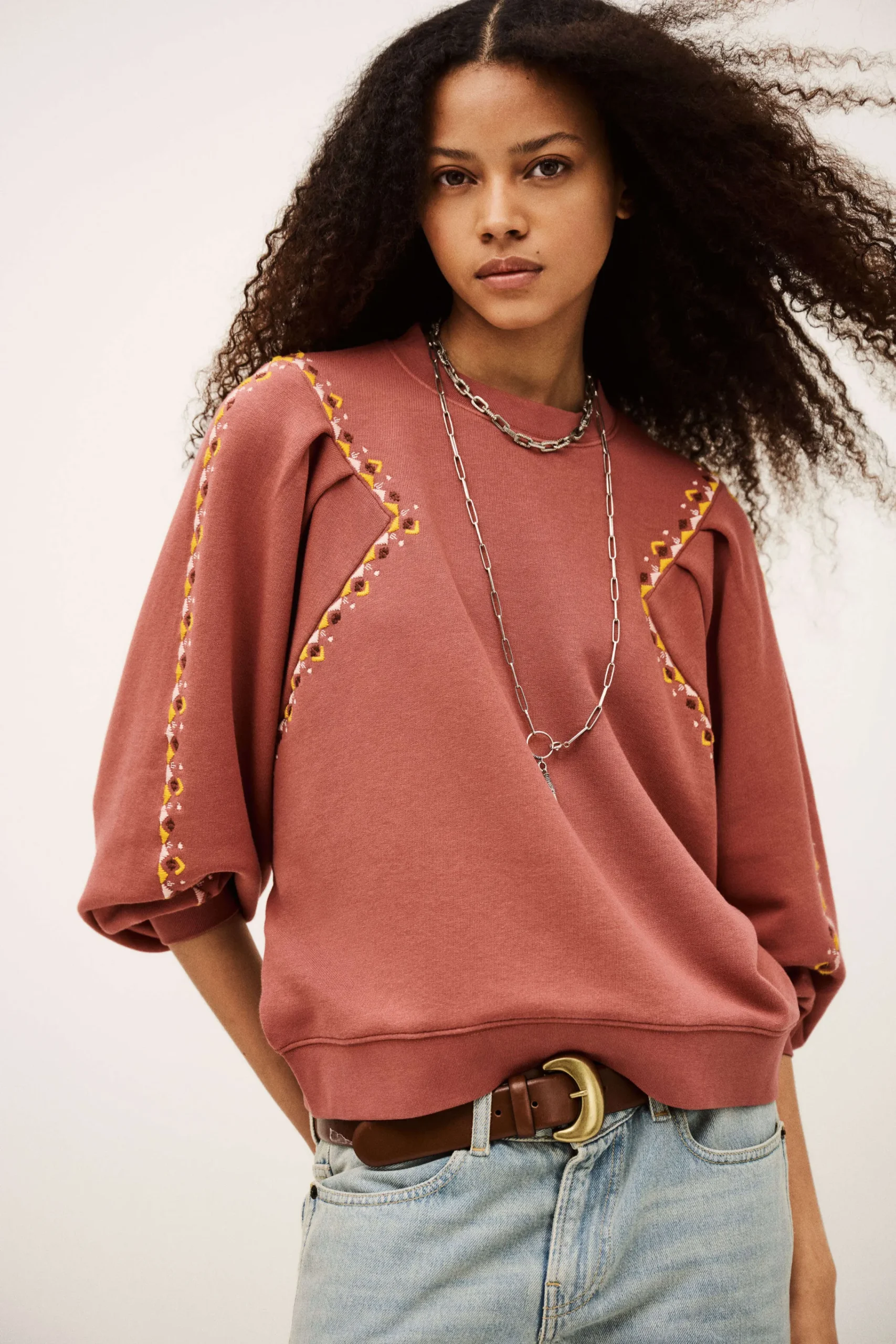 Ba&Sh MESTA sudadera bordada PINK Hot
