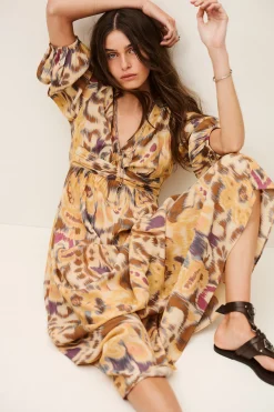 Ba&Sh MOLINA vestido maxi con espalda abierta AMARILLO Clearance