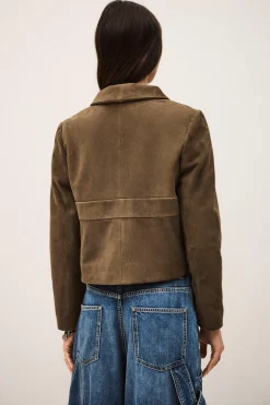 Ba&Sh MORFEO chaqueta de cuero terciopelo VERDE Clearance