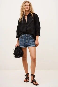 Ba&Sh MURIEL camisa de mangas /4 NEGRO Outlet