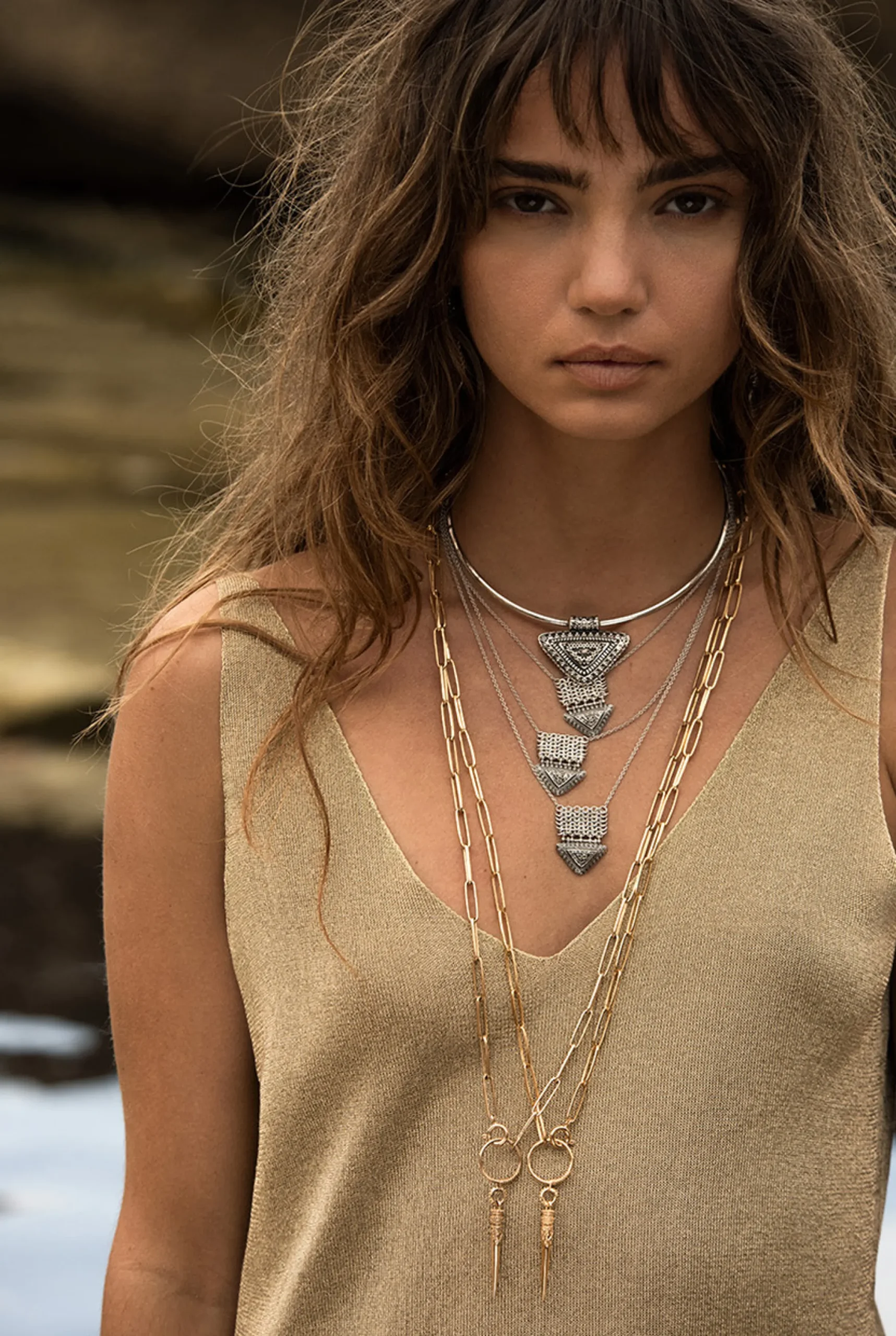 Ba&Sh NAOMIE collar de plata ORO Hot