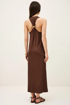 Ba&Sh NAORA vestido largo de puno MARRON Hot