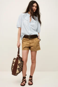 Ba&Sh NELLA camisa de algodón AZUL Clearance