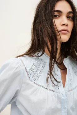 Ba&Sh NELLA camisa de algodón AZUL Clearance