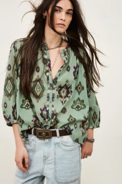 Ba&Sh ODELIE camisa estampada VERDE Sale