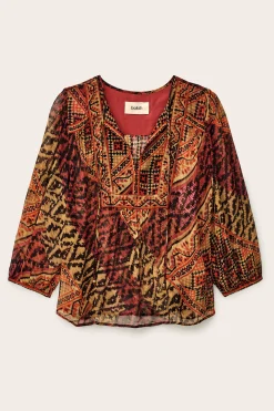Ba&Sh ODETTA blusa estampada con mangas ROJO Best
