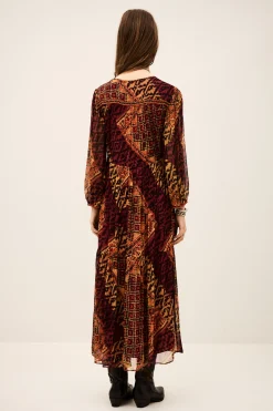 Ba&Sh ORIA vestido midi suelto ROJO Clearance
