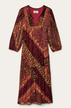 Ba&Sh ORIA vestido midi suelto ROJO Clearance