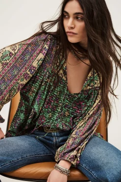 Ba&Sh PAMILA blusa ancha VERDE New