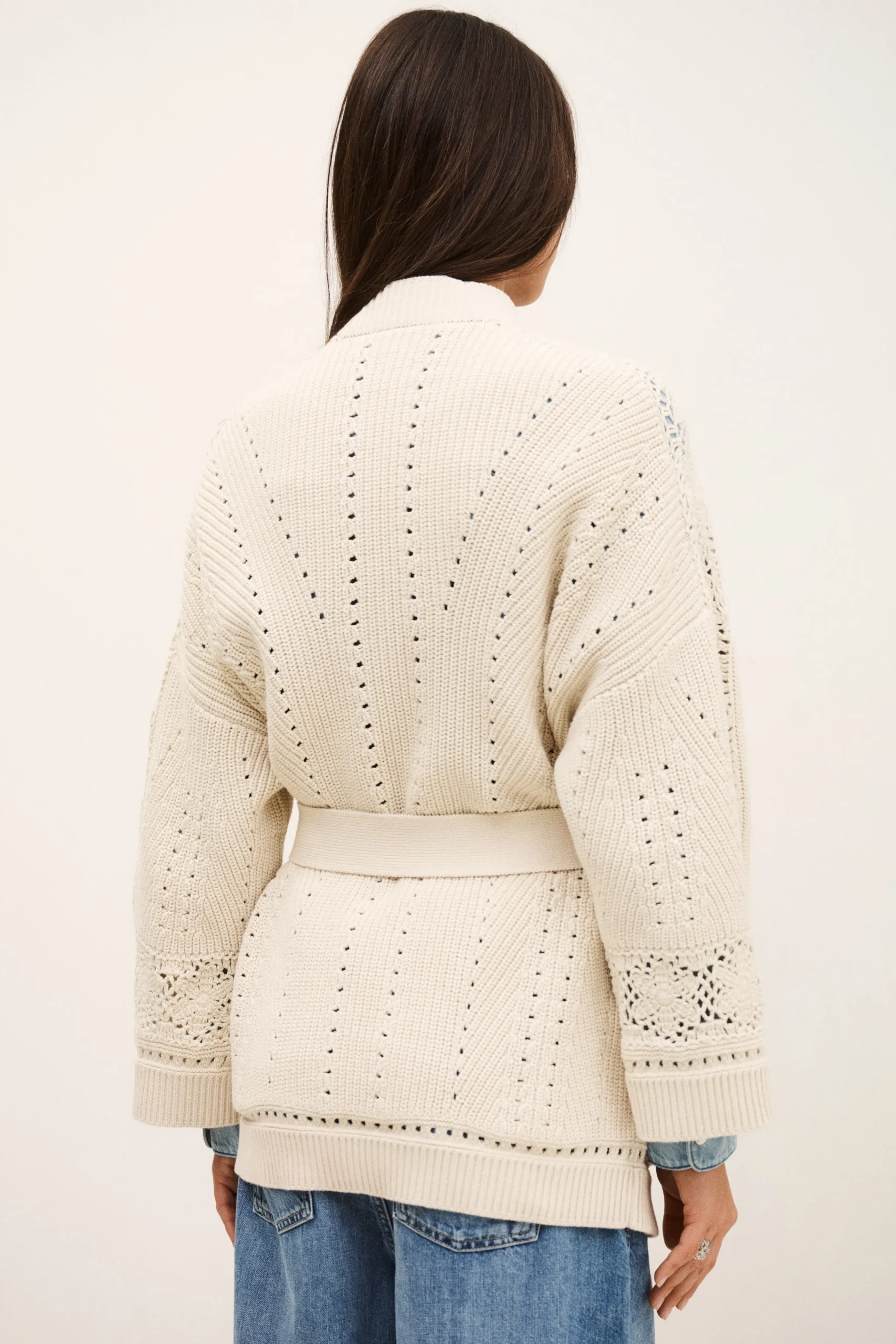 Ba&Sh PERINE chaleco largo de punto € 95 € 6,5 ECRU Best
