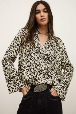 Ba&Sh PIA blusa larga estampada ECRU New