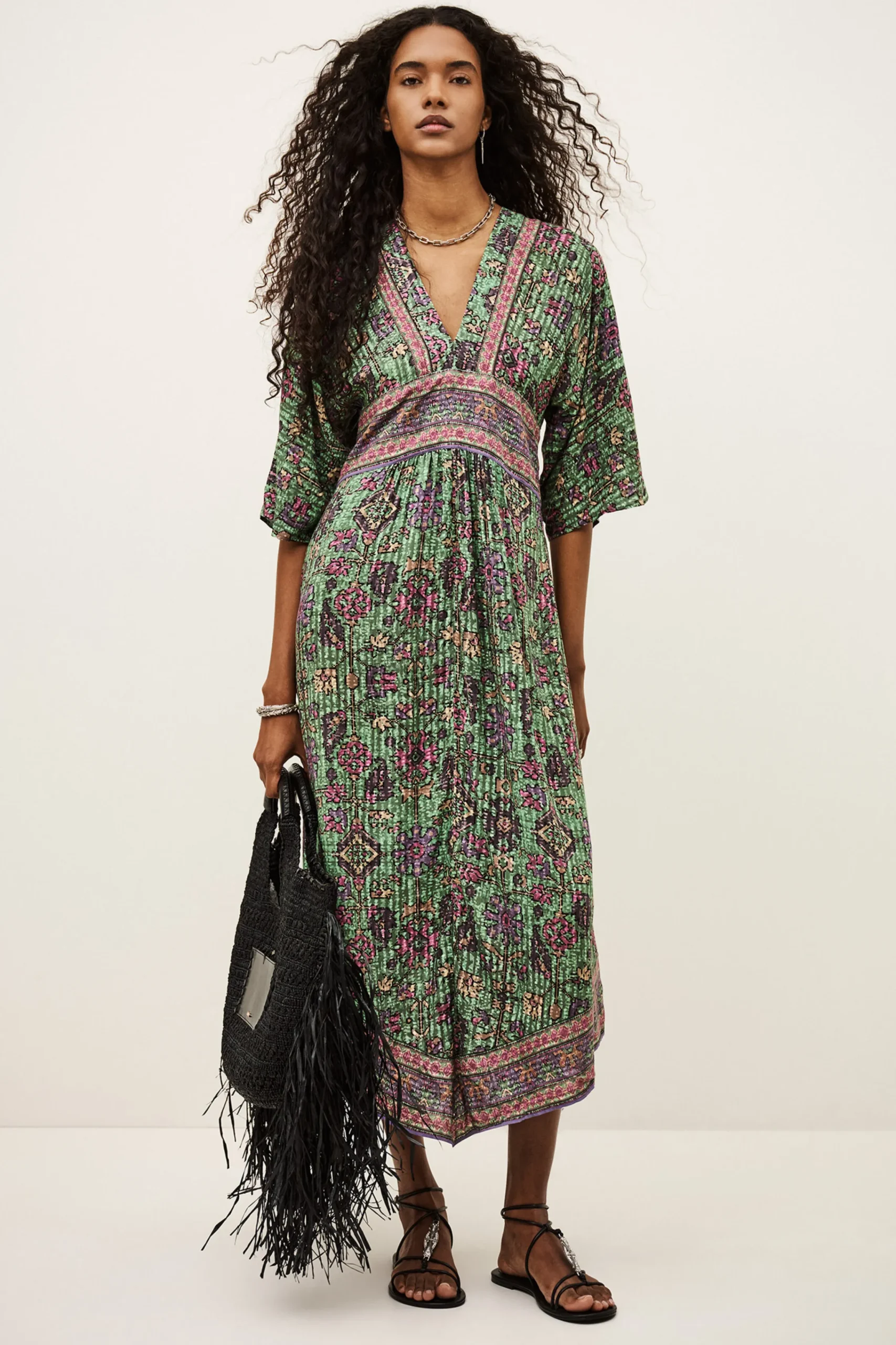Ba&Sh PIPA vestido midi VERDE Outlet