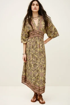 Ba&Sh PIPA vestido midi AMARILLO Online