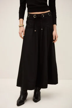Ba&Sh PONIA falda midi talle NEGRO Sale
