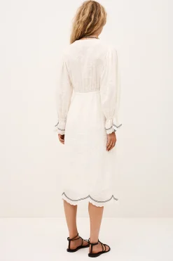 Ba&Sh PRISCO vestido midi de jacquard ECRU