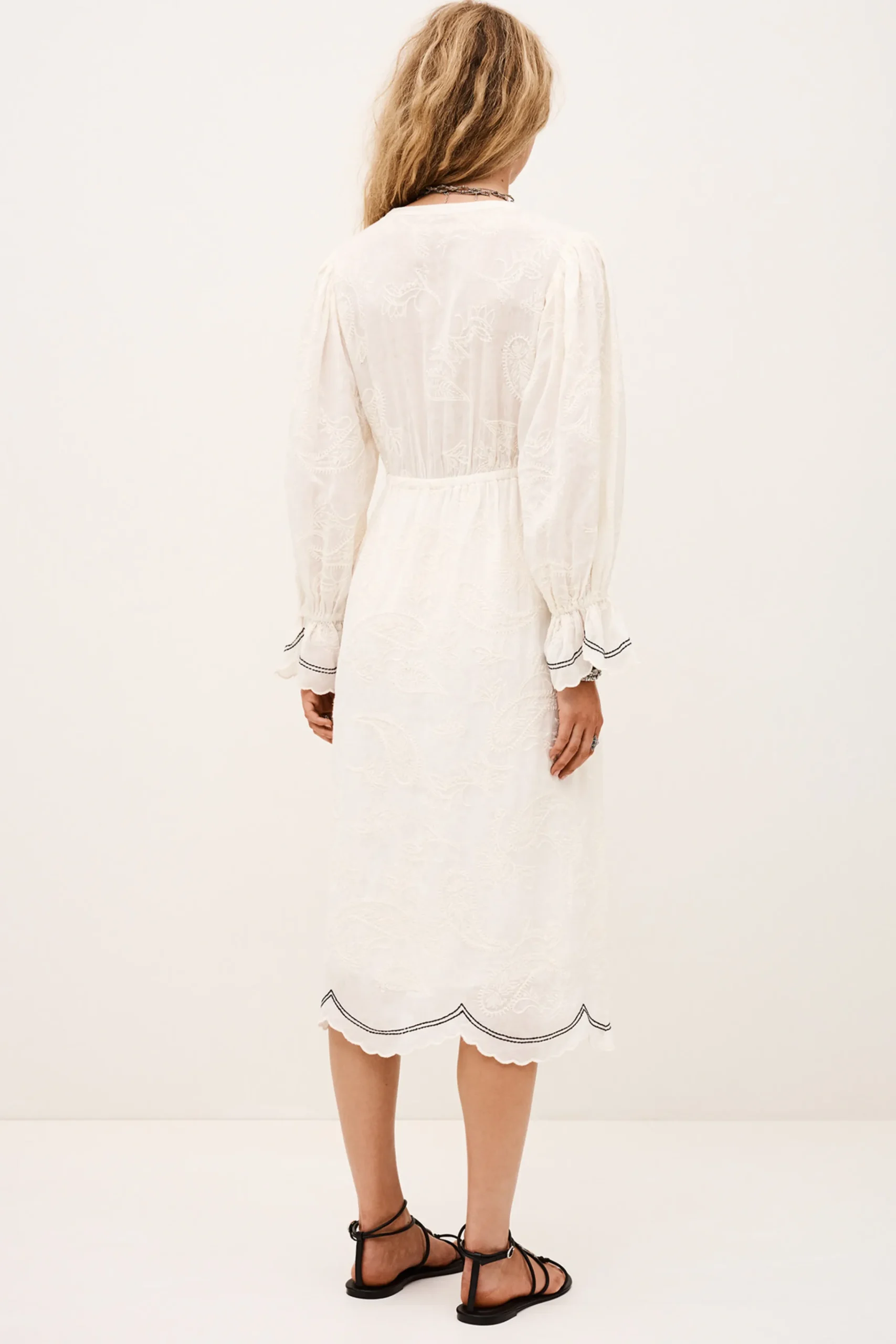 Ba&Sh PRISCO vestido midi de jacquard ECRU