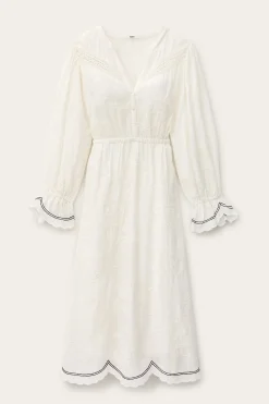 Ba&Sh PRISCO vestido midi de jacquard ECRU