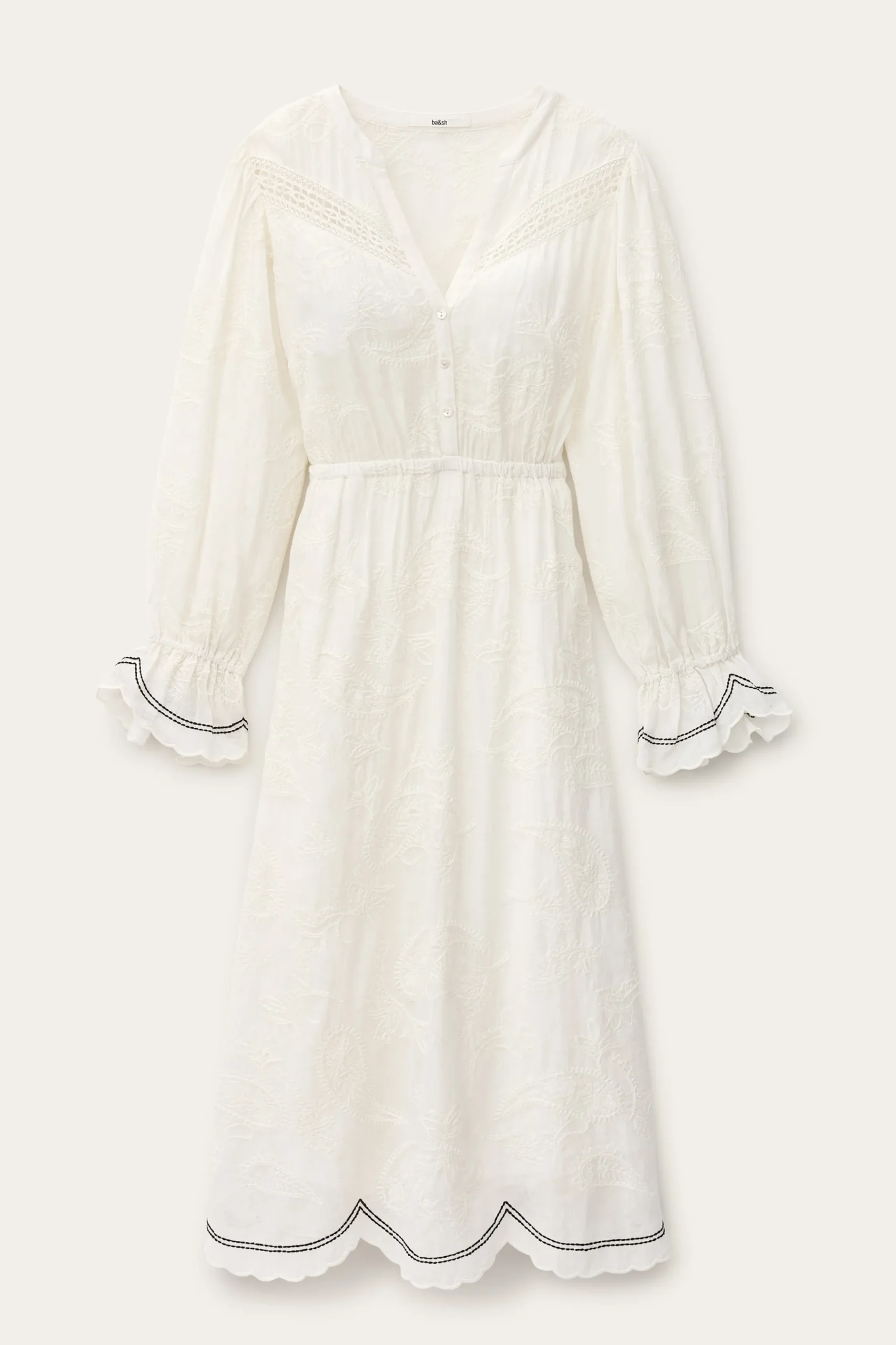Ba&Sh PRISCO vestido midi de jacquard ECRU