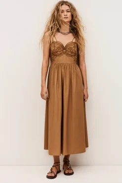 Ba&Sh ROMI vestido midi MARRON Best