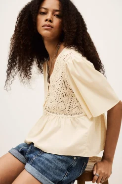 Ba&Sh SALVI blusa de manga corta ECRU Online