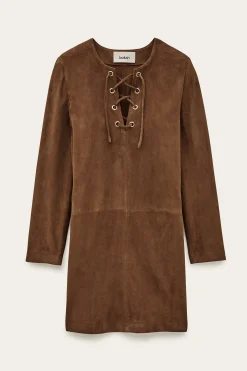 Ba&Sh SEDA vestido corto de ante MARRON Hot