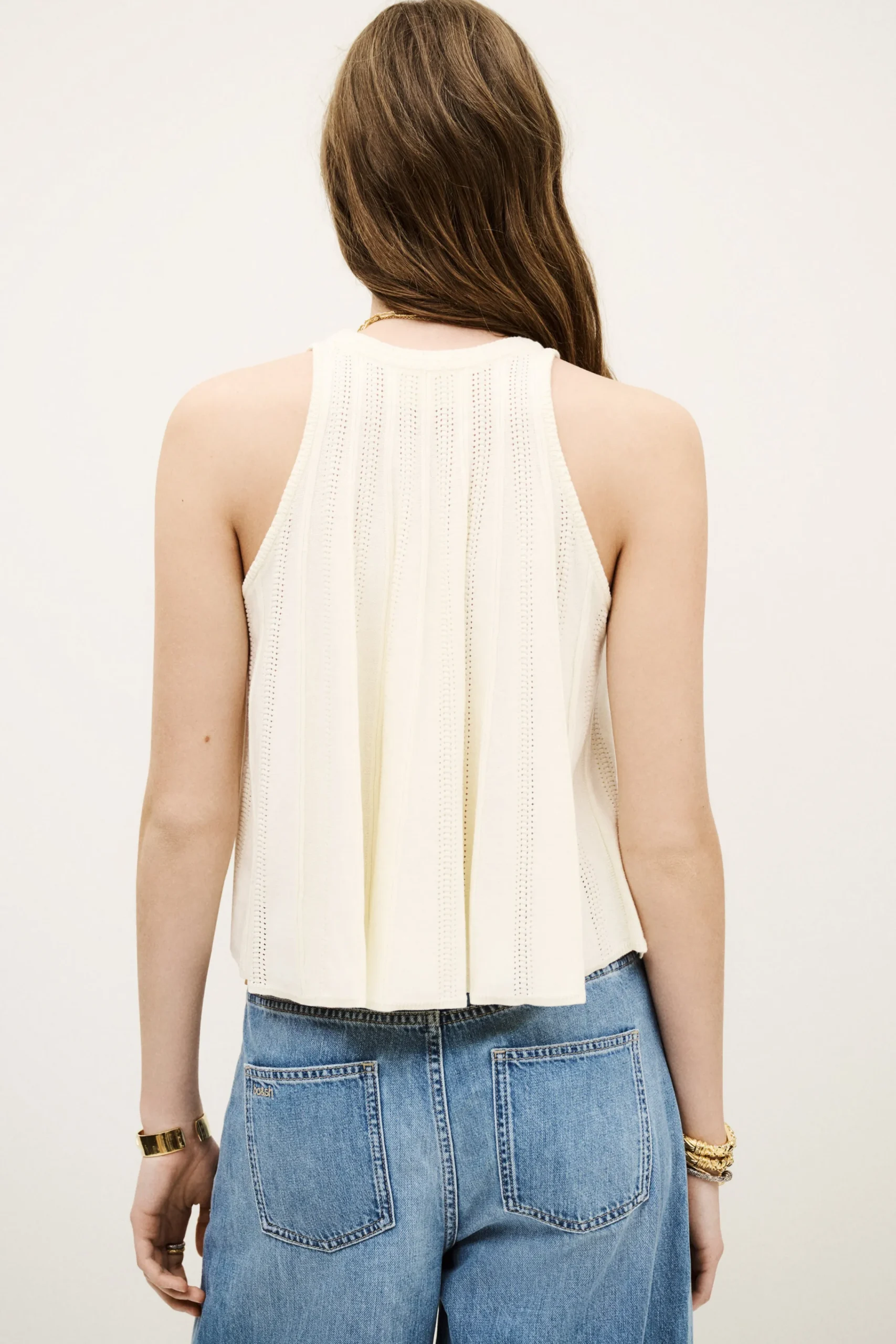 Ba&Sh SERRES openwork knit tank top ECRU