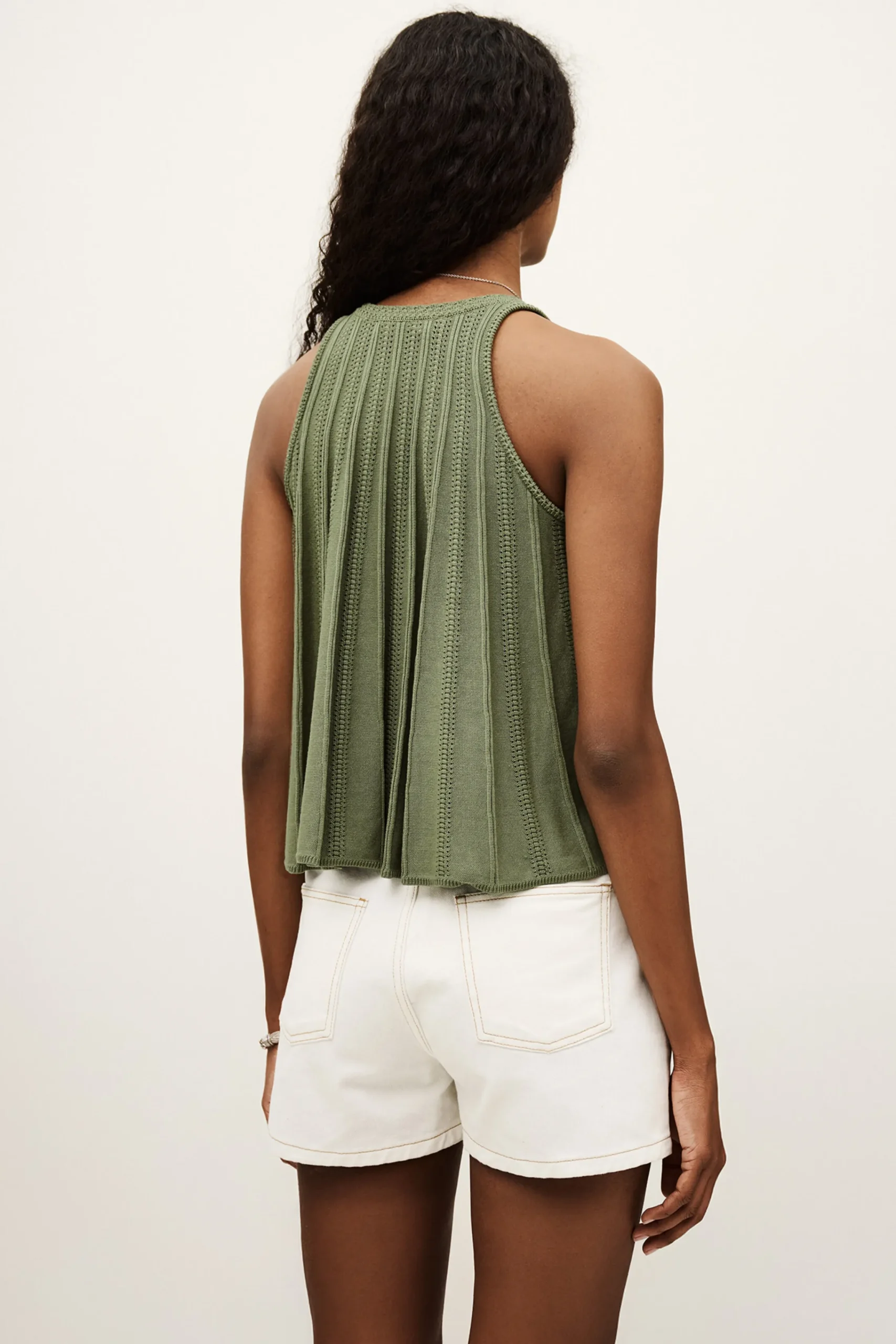 Ba&Sh SERRES top sin mangas punto calado VERDE New