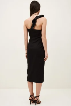 Ba&Sh SILLA vestido one shoulder con volante NEGRO Online