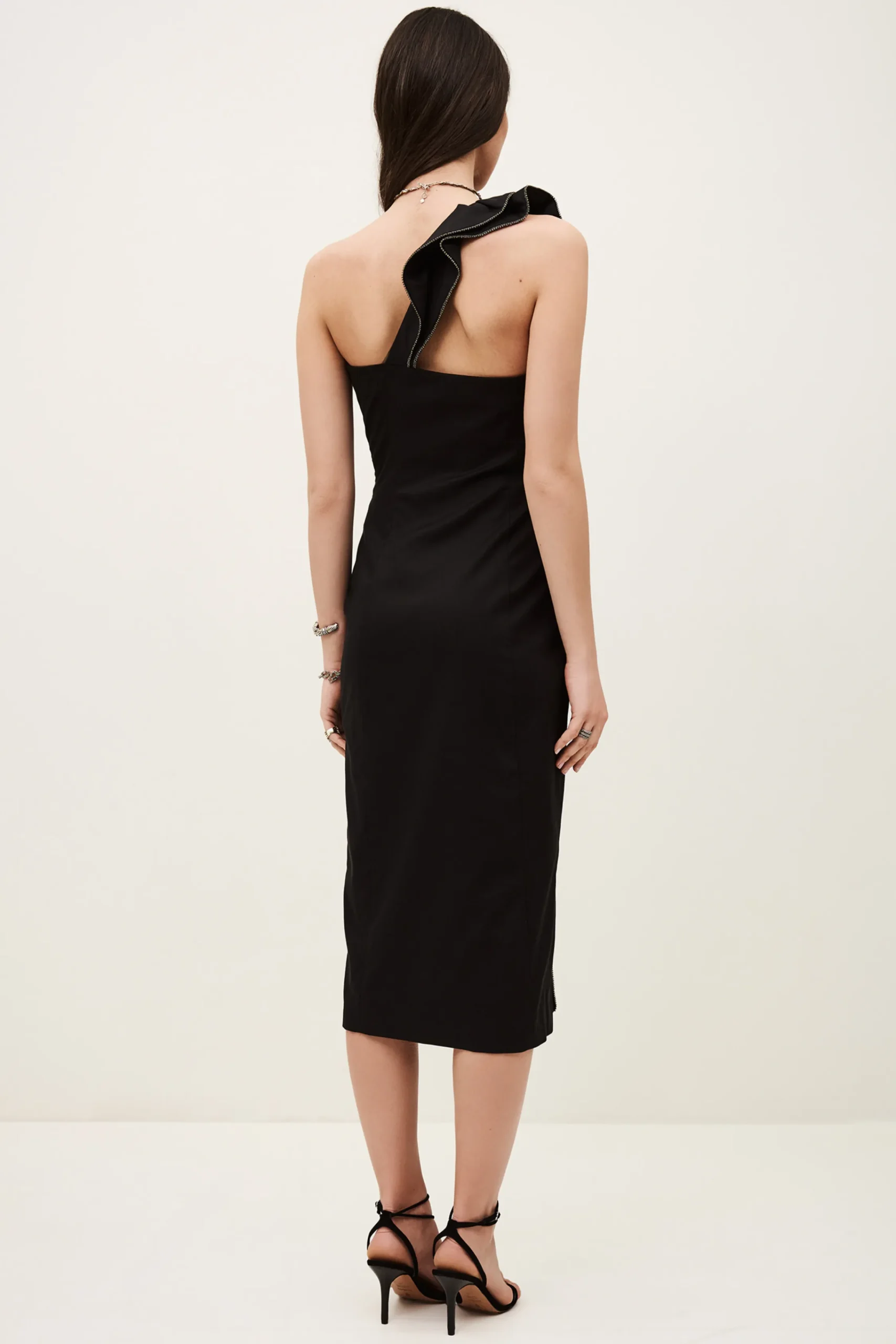 Ba&Sh SILLA vestido one shoulder con volante NEGRO Online