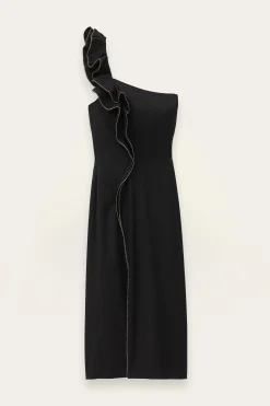 Ba&Sh SILLA vestido one shoulder con volante NEGRO Online