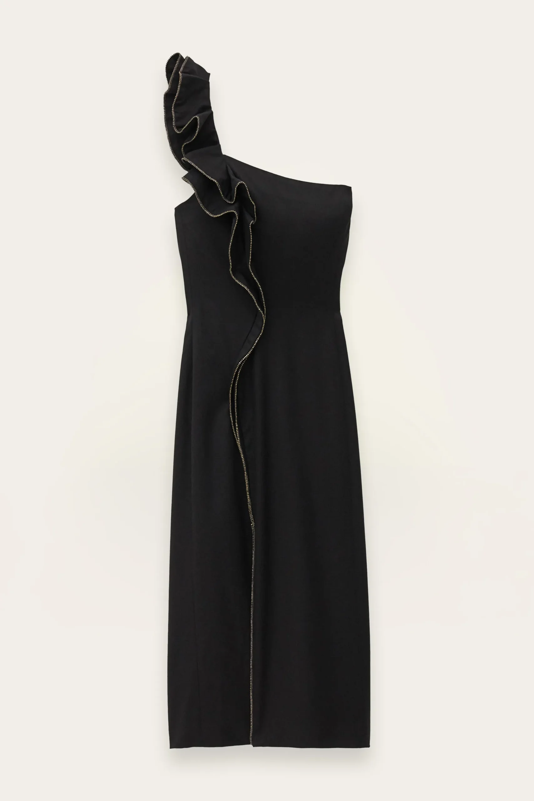 Ba&Sh SILLA vestido one shoulder con volante NEGRO Online