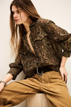Ba&Sh TAO camisa oversize bohemia VERDE Best