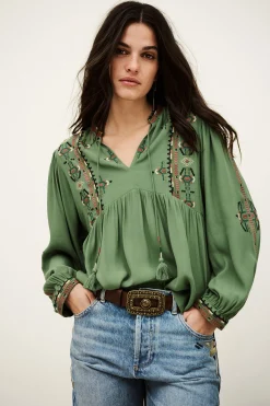 Ba&Sh TILT BLOUSE VERDE Clearance